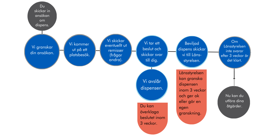 Grafik som visar process strandskyddsdispens