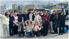 Gruppbild på ungdomarna i Island.